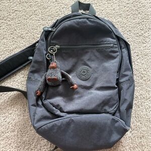 Kipling Charcoal Backpack with Fun Keychain